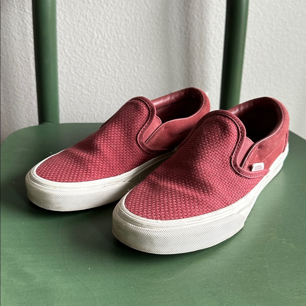 Vans Burnt Orange Woven Canvas and Suede Classic Slip-on